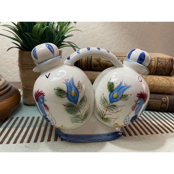 Vintage Nasco Hand Painted Ceramic Pottery OIL & VINEGAR CRUET - Picture 3 of 9